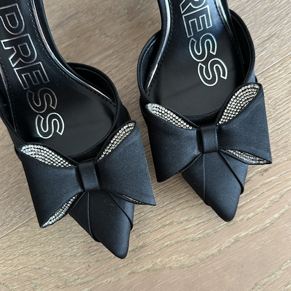 Express Rhinestone Bow Embellished Strap Pumps - Picture 7 of 9